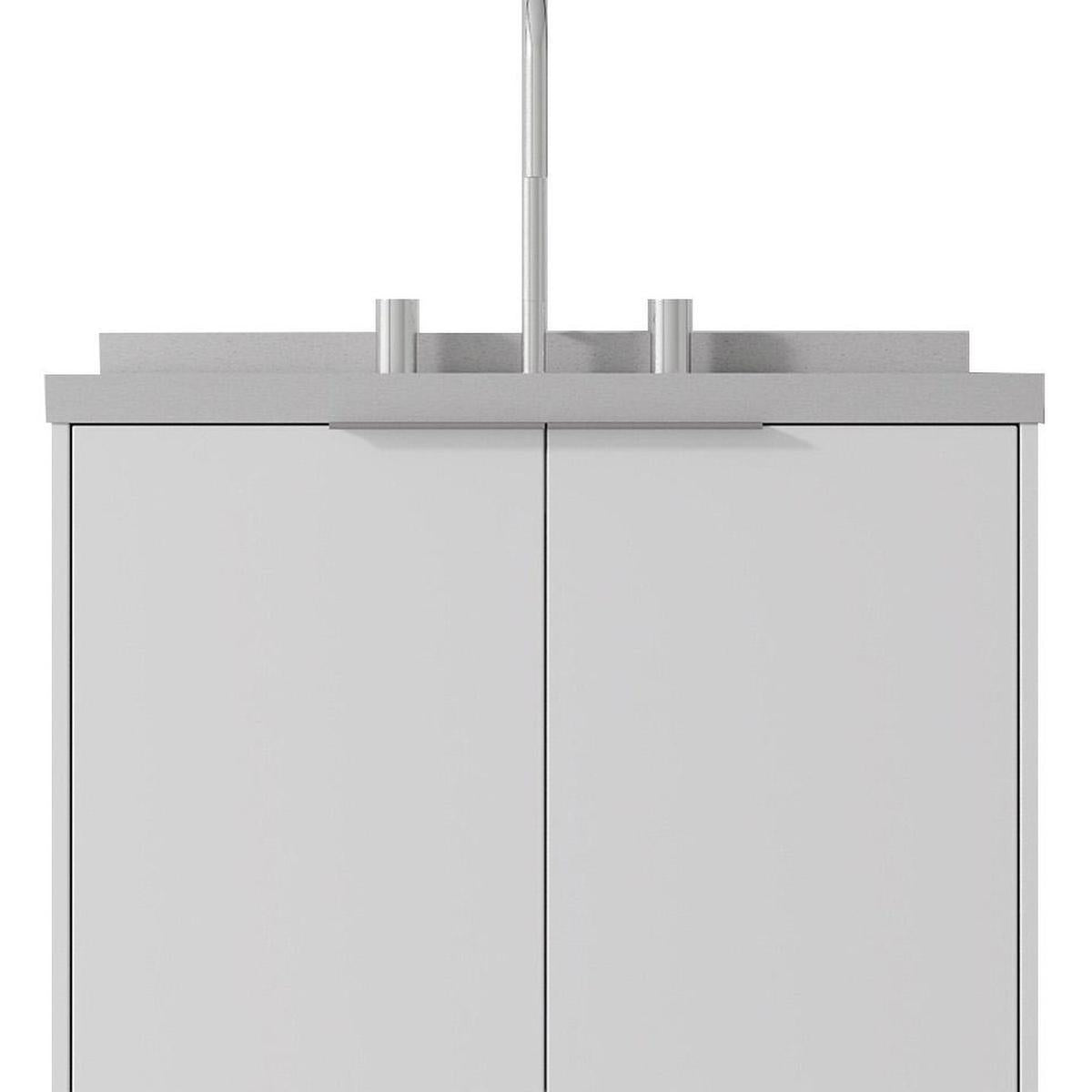 24" White Wood Floating Double Door Bathroom Vanity With Sink - HomeRoots - Flyclothing LLC