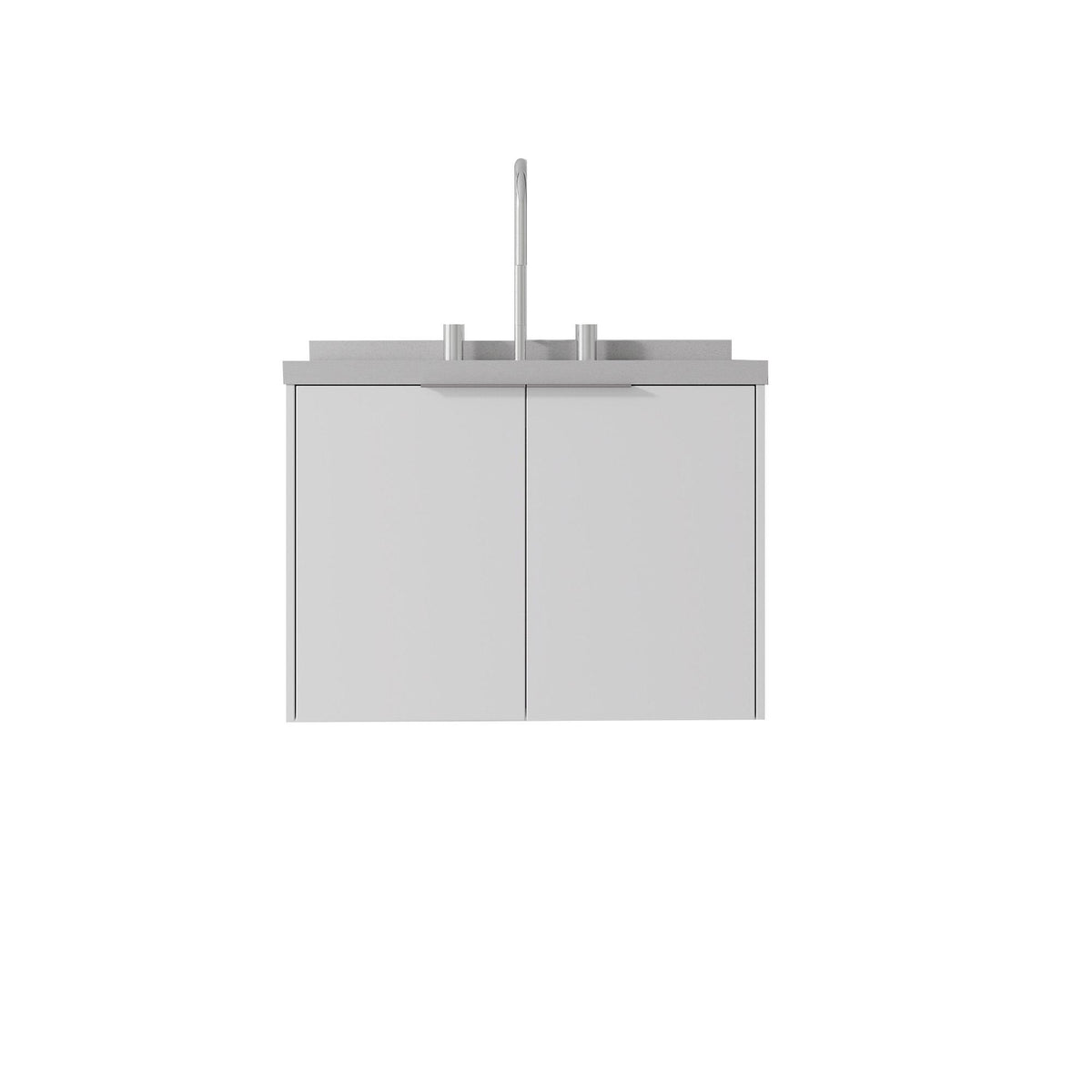 24" White Wood Floating Double Door Bathroom Vanity With Sink - HomeRoots - Flyclothing LLC
