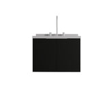 24" Black Wood Floating Double Door Bathroom Vanity With White Sink - HomeRoots - Flyclothing LLC