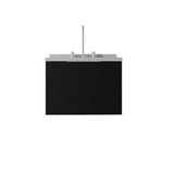 24" Black Wood Floating Double Door Bathroom Vanity With White Sink - HomeRoots - Flyclothing LLC
