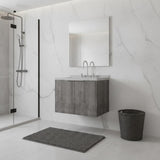 24" Gray Wood Floating Double Door Bathroom Vanity With White Sink - HomeRoots - Flyclothing LLC