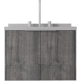 24" Gray Wood Floating Double Door Bathroom Vanity With White Sink - HomeRoots - Flyclothing LLC