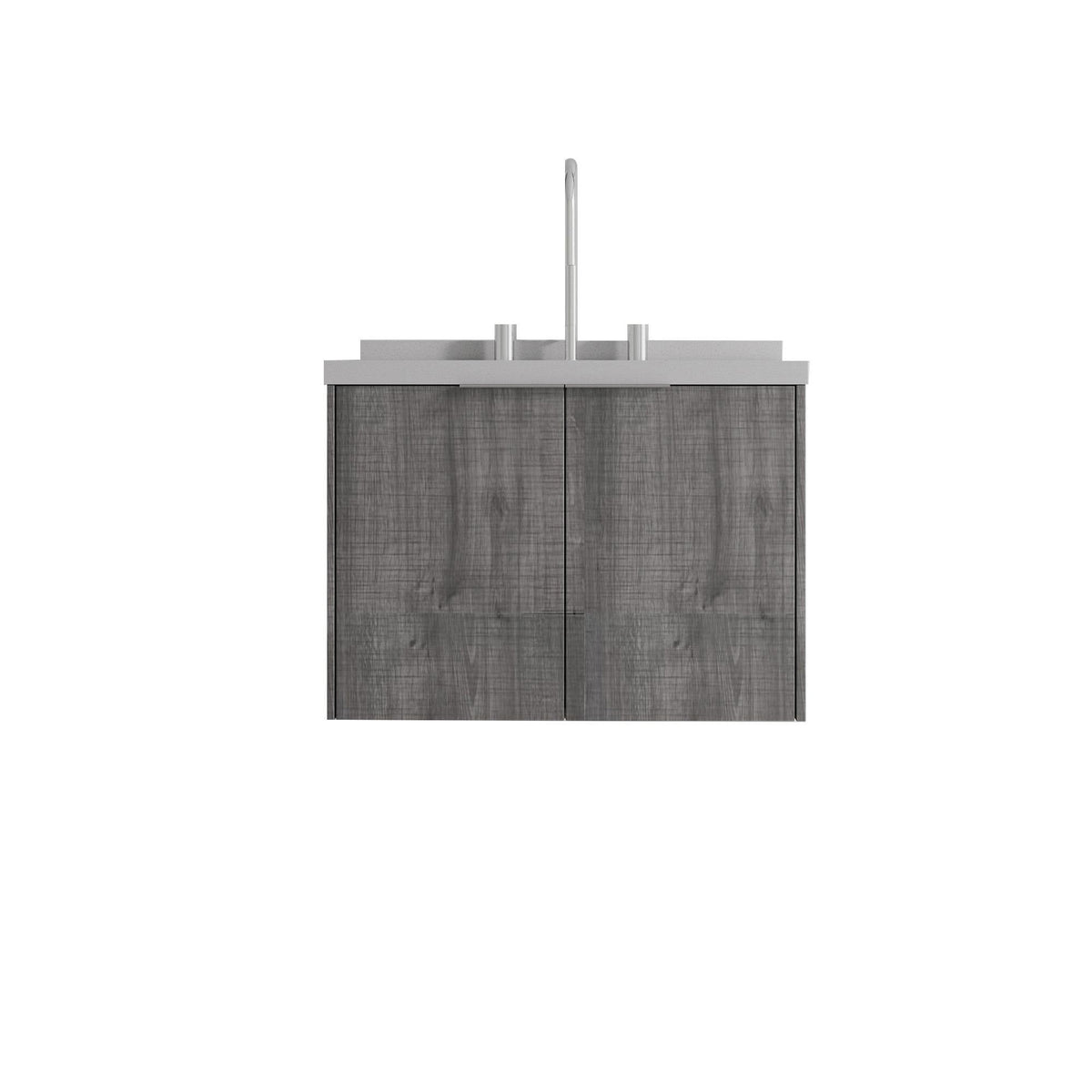 24" Gray Wood Floating Double Door Bathroom Vanity With White Sink - HomeRoots - Flyclothing LLC