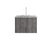 24" Gray Wood Floating Double Door Bathroom Vanity With White Sink - HomeRoots - Flyclothing LLC