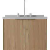 24" Brown Wood Floating Double Door Bathroom Vanity With White Sink - HomeRoots - Flyclothing LLC