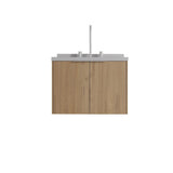 24" Brown Wood Floating Double Door Bathroom Vanity With White Sink - HomeRoots - Flyclothing LLC
