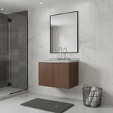 24" Brown Wood Floating Double Door Bathroom Vanity With White Sink - HomeRoots - Flyclothing LLC