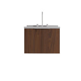 24" Brown Wood Floating Double Door Bathroom Vanity With White Sink - HomeRoots - Flyclothing LLC
