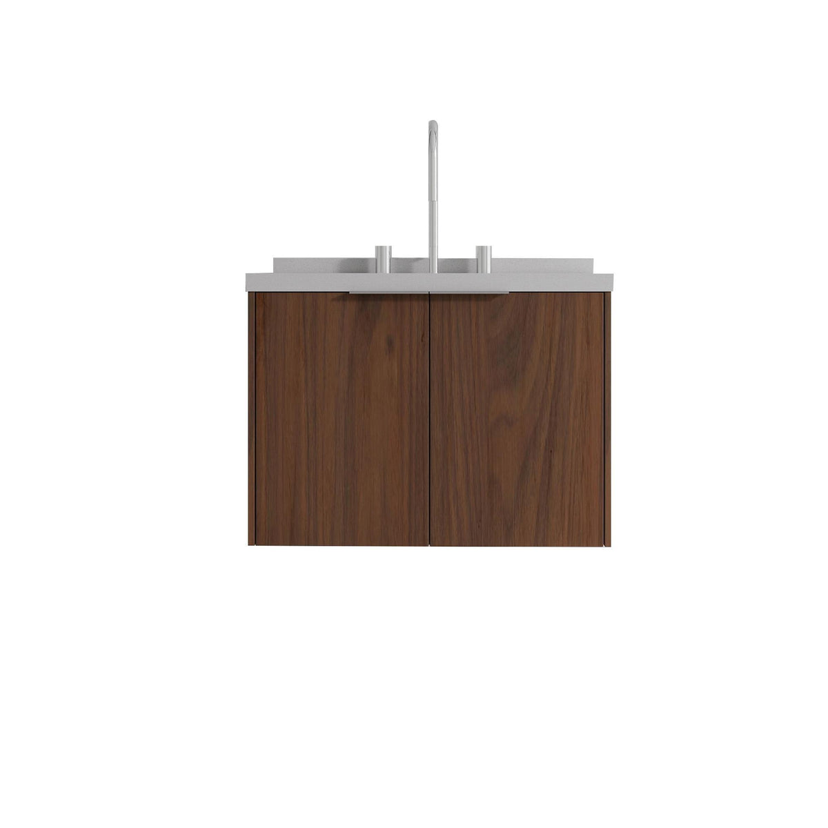 24" Brown Wood Floating Double Door Bathroom Vanity With White Sink - HomeRoots - Flyclothing LLC