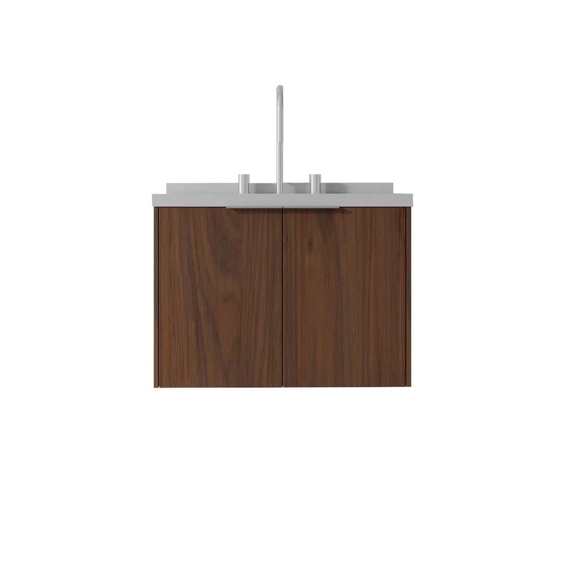 24" Brown Wood Floating Double Door Bathroom Vanity With White Sink - HomeRoots - Flyclothing LLC