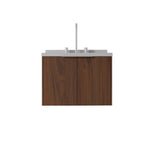 24" Brown Wood Floating Double Door Bathroom Vanity With White Sink - HomeRoots - Flyclothing LLC