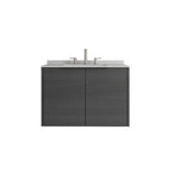 30" Gray Wood Floating Double Door Bathroom Vanity With White Sink - HomeRoots - Flyclothing LLC