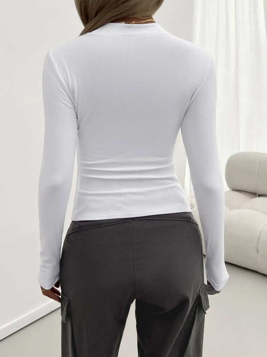 Round Neck Long Sleeve T-Shirt - Trendsi - Flyclothing LLC