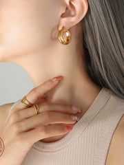 18K Gold-Plated Titanium Steel Huggie Earrings - Trendsi