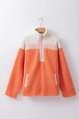 Contrast Half Zip Long Sleeve Sweatshirt - Trendsi - Flyclothing LLC