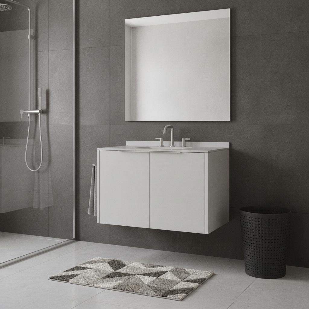 36" White Wood Floating Double Door Bathroom Vanity With Sink - HomeRoots - Flyclothing LLC