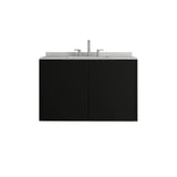 36" Black Wood Floating Double Door Bathroom Vanity With White Sink - HomeRoots - Flyclothing LLC