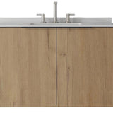 36" Brown Wood Floating Double Door Bathroom Vanity With White Sink - HomeRoots - Flyclothing LLC