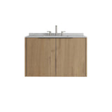36" Brown Wood Floating Double Door Bathroom Vanity With White Sink - HomeRoots - Flyclothing LLC