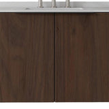 36" Brown Wood Floating Double Door Bathroom Vanity With White Sink - HomeRoots - Flyclothing LLC