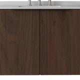 36" Brown Wood Floating Double Door Bathroom Vanity With White Sink - HomeRoots - Flyclothing LLC