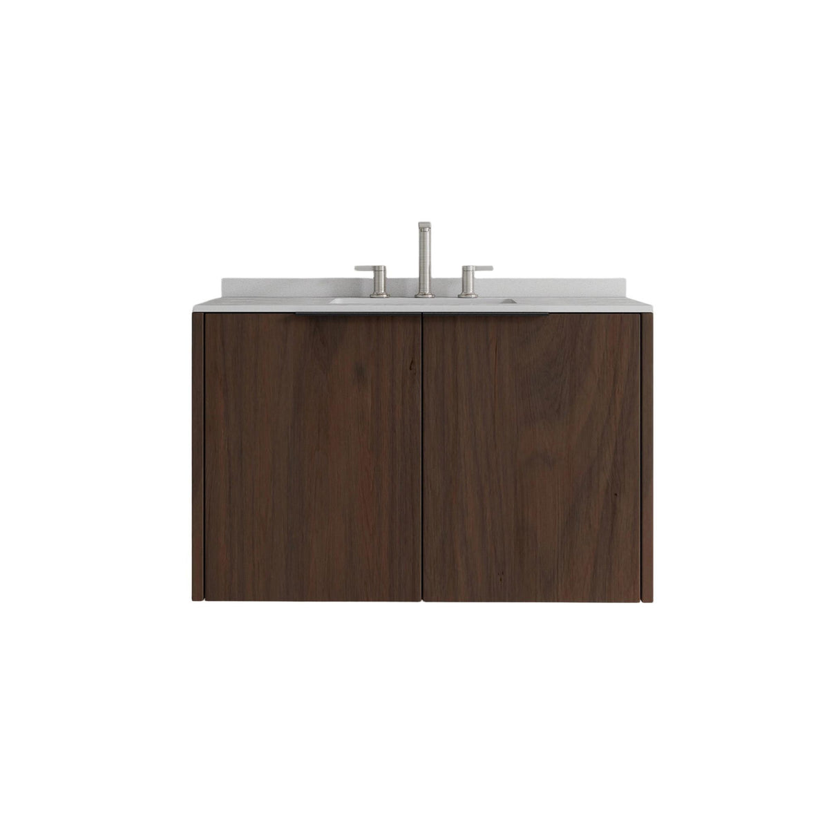 36" Brown Wood Floating Double Door Bathroom Vanity With White Sink - HomeRoots - Flyclothing LLC