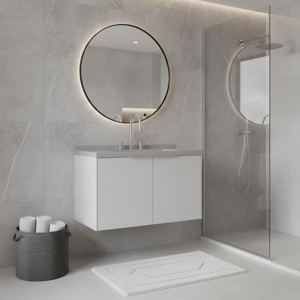 36" White Wood Floating Double Door Bathroom Vanity With Sink - HomeRoots - Flyclothing LLC
