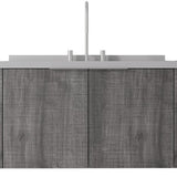 36" Gray Wood Floating Double Door Bathroom Vanity With White Sink - HomeRoots - Flyclothing LLC