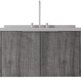 36" Gray Wood Floating Double Door Bathroom Vanity With White Sink - HomeRoots - Flyclothing LLC