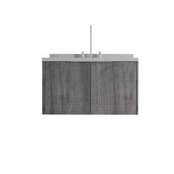 36" Gray Wood Floating Double Door Bathroom Vanity With White Sink - HomeRoots - Flyclothing LLC