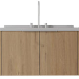 36" Brown Wood Floating Double Door Bathroom Vanity With White Sink - HomeRoots - Flyclothing LLC
