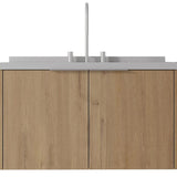 36" Brown Wood Floating Double Door Bathroom Vanity With White Sink - HomeRoots - Flyclothing LLC