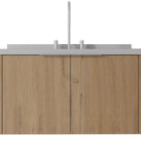 36" Brown Wood Floating Double Door Bathroom Vanity With White Sink - HomeRoots - Flyclothing LLC