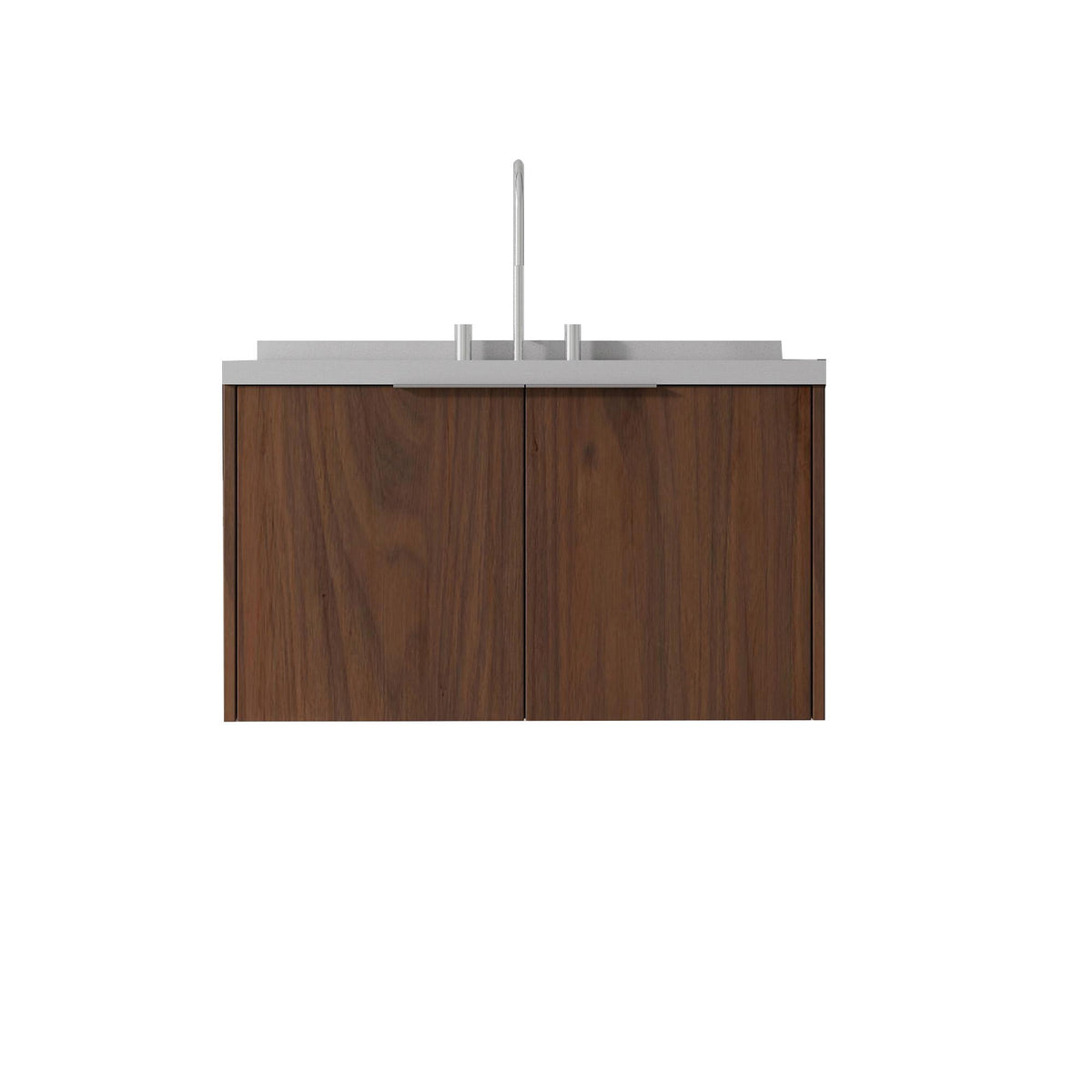 36" Brown Wood Floating Double Door Bathroom Vanity With White Sink - HomeRoots - Flyclothing LLC