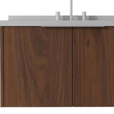 36" Brown Wood Floating Double Door Bathroom Vanity With White Sink - HomeRoots - Flyclothing LLC