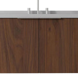 36" Brown Wood Floating Double Door Bathroom Vanity With White Sink - HomeRoots - Flyclothing LLC