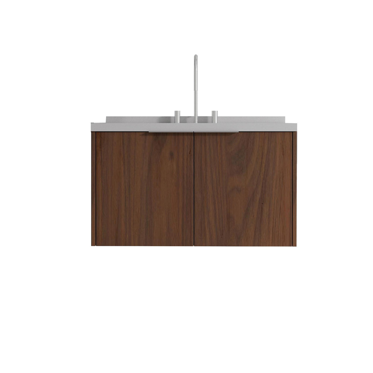 36" Brown Wood Floating Double Door Bathroom Vanity With White Sink - HomeRoots - Flyclothing LLC