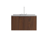 36" Brown Wood Floating Double Door Bathroom Vanity With White Sink - HomeRoots - Flyclothing LLC