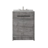 24" Gray Wood Freestanding Double Door Bathroom Vanity With White Sink - HomeRoots - Flyclothing LLC