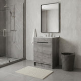 24" Gray Wood Freestanding Double Door Bathroom Vanity With White Sink - HomeRoots - Flyclothing LLC