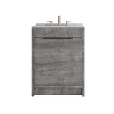 24" Gray Wood Freestanding Double Door Bathroom Vanity With White Sink - HomeRoots - Flyclothing LLC