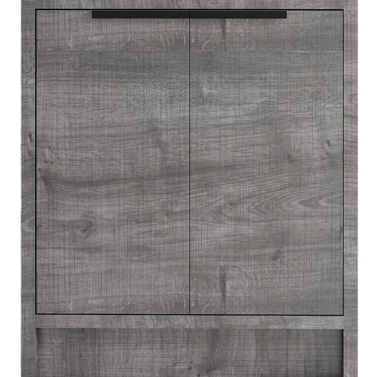 24" Gray Wood Freestanding Double Door Bathroom Vanity With White Sink - HomeRoots - Flyclothing LLC