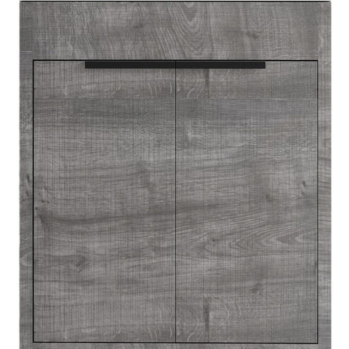 24" Gray Wood Freestanding Double Door Bathroom Vanity With White Sink - HomeRoots - Flyclothing LLC