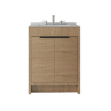 24" Brown Wood Freestanding Double Door Bathroom Vanity With White Sink - HomeRoots - Flyclothing LLC