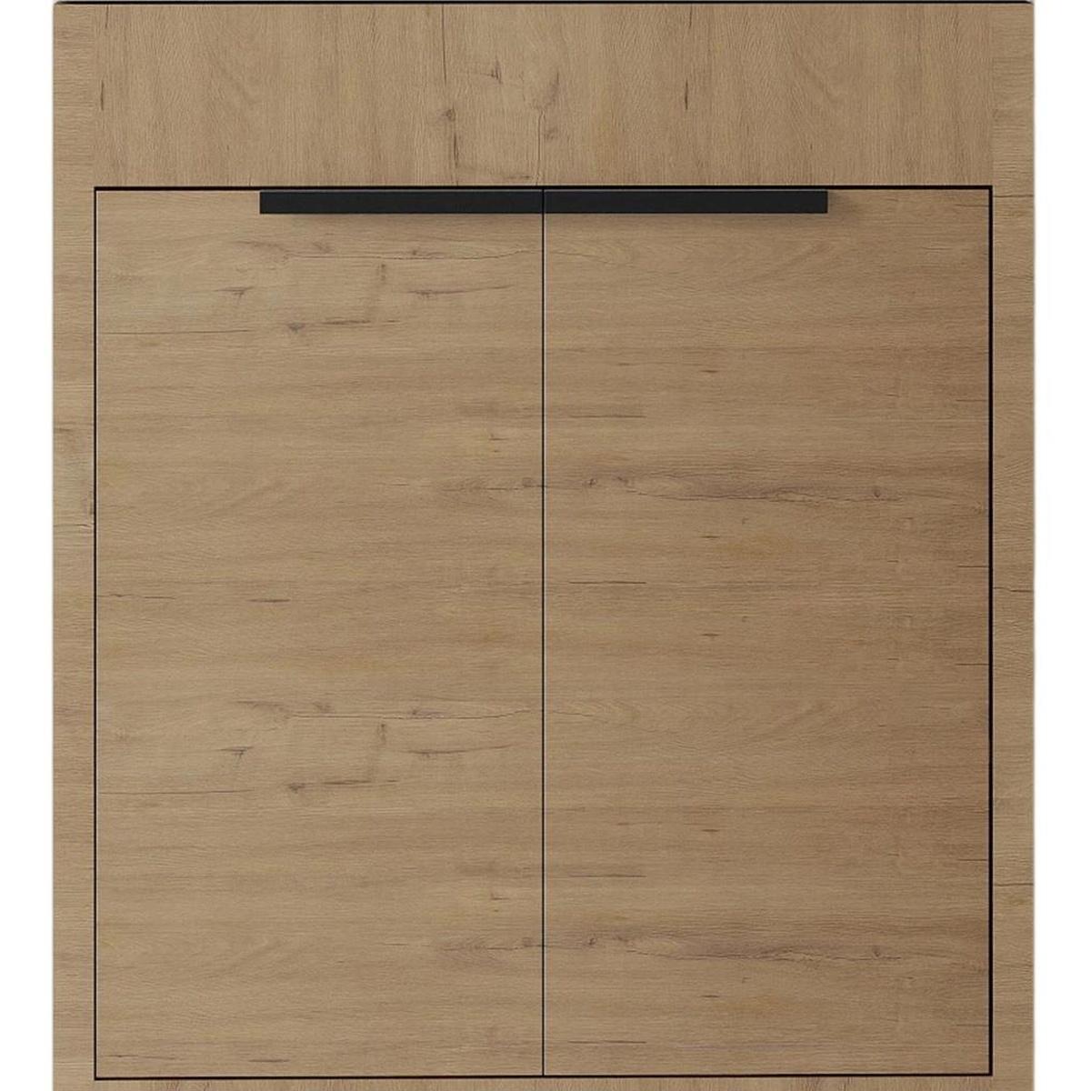 24" Brown Wood Freestanding Double Door Bathroom Vanity With White Sink - HomeRoots - Flyclothing LLC
