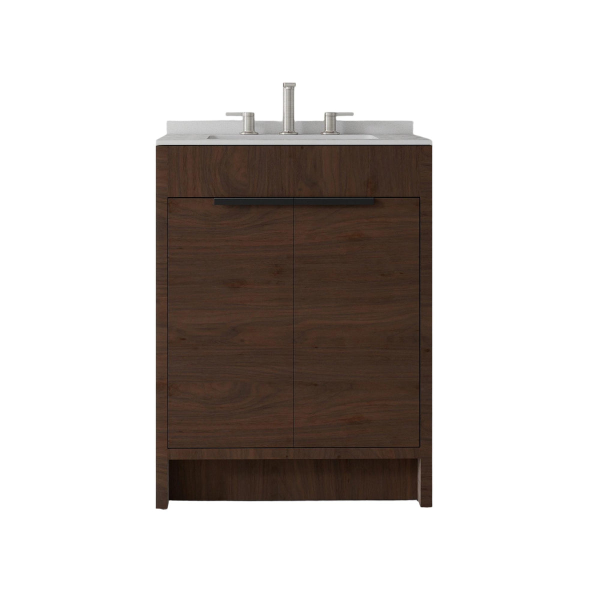 24" Brown Wood Freestanding Double Door Bathroom Vanity With White Sink - HomeRoots - Flyclothing LLC