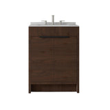24" Brown Wood Freestanding Double Door Bathroom Vanity With White Sink - HomeRoots - Flyclothing LLC