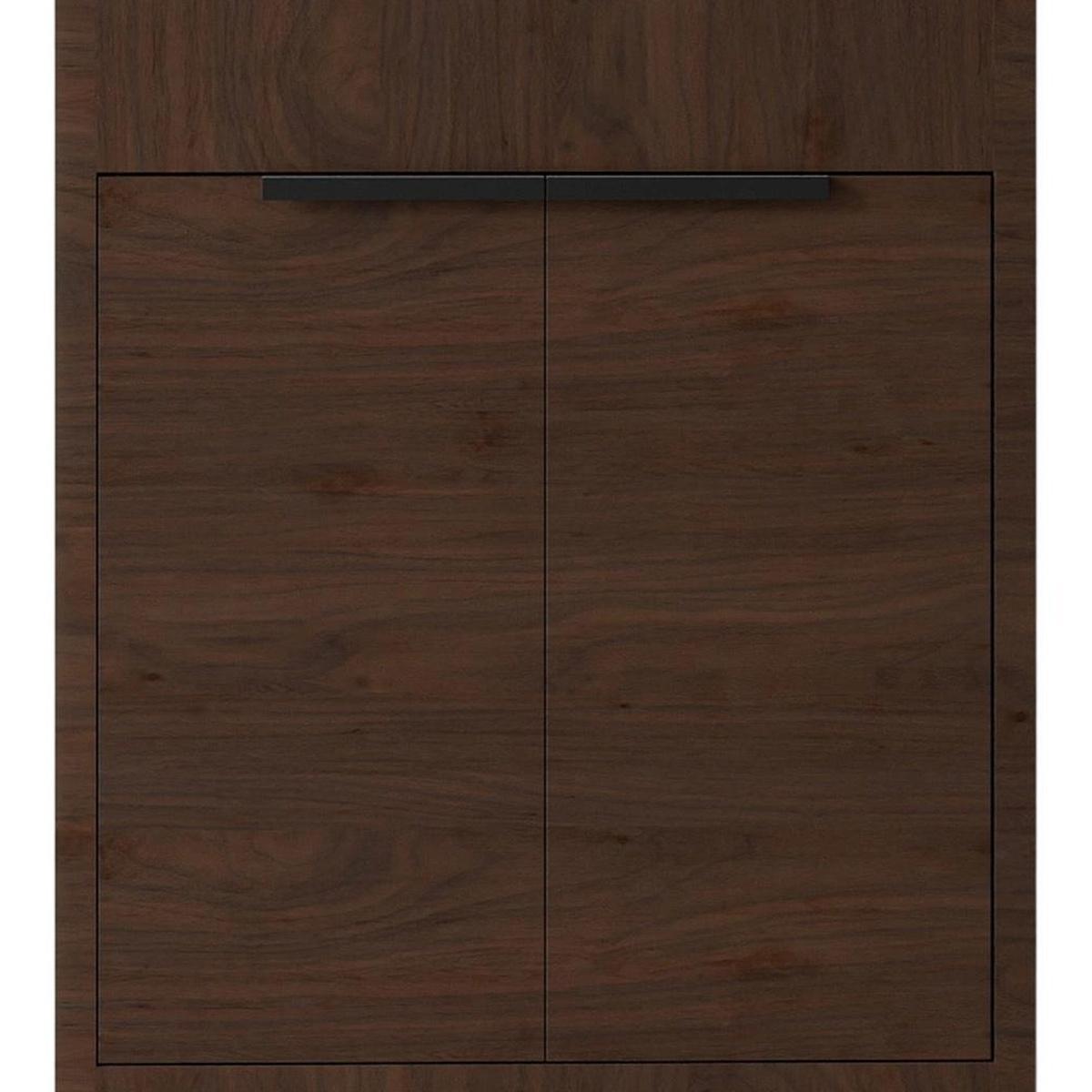 24" Brown Wood Freestanding Double Door Bathroom Vanity With White Sink - HomeRoots - Flyclothing LLC