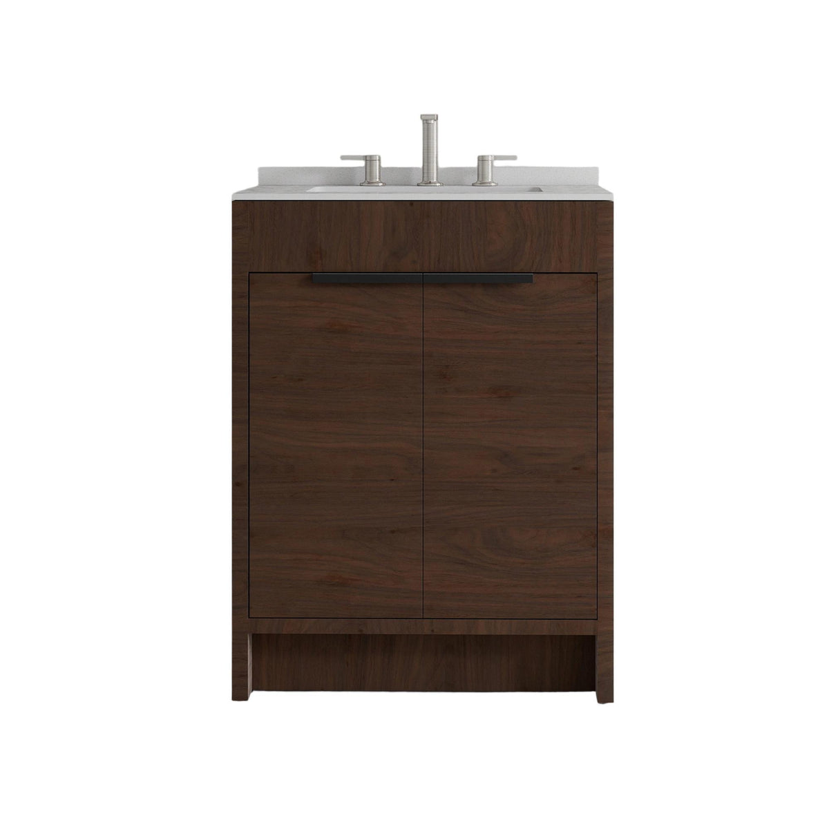 24" Brown Wood Freestanding Double Door Bathroom Vanity With White Sink - HomeRoots - Flyclothing LLC