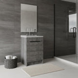 24" Gray Wood Freestanding Double Door Bathroom Vanity With White Sink - HomeRoots - Flyclothing LLC